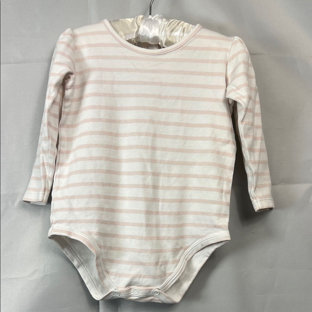 The Beaufort Bonnet Company Pink and White stripe long sleeve bodysuit